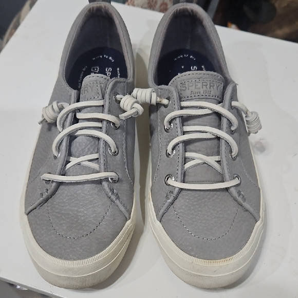 Sperry Shoes - Sperry Light Gray Sneakers with White Laces